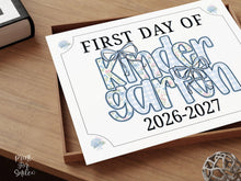 First Day Of Kindergarten Sign Modern Grandmillennial Cute Whimsical Elegant School Sign Photo Prop Coquette Floral Watercolor PRINTABLE