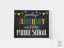 Last Day Of Elementary School Sign, Elementary Graduation Printable, 5th Grade Colorful Chalkboard School Photo Prop