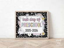 Last Day Of Preschool Sign Pastel PRINTABLE, Last Day Of School Sign For Girl Photo Prop