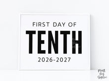 Bold First Day Of Tenth Grade Sign PRINTABLE, 10th Grade Minimalist Back To School Sign, Photo Prop Simple, Clean Classic Modern