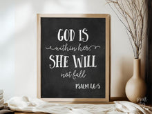 God Is Within Her She Will Not Fall, Christian Bible Verse, Graduation Sign, Decor For Her Chalkboard Sign
