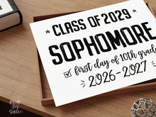 PRINTABLE First Day Of Sophomore Year Sign, 10th Grade School Sign, Class Of 2029, High School Sign, Modern