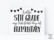 Hello 5th Grade Sign Printable, First Day Of Fifth Grade, Clean Back To School Sign