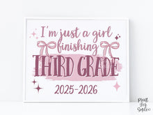 Girl Last Day Of 3rd Grade Sign Printable | Pink Coquette Bow Photo Prop | End Of School 2026