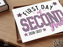 First Day of 2nd Grade Sign Printable, Trendy Checkered Leopard Preppy Poster, Second Grade 1st Day Back To School Sign, Instant Download