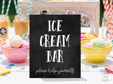 Ice Cream Bar Sign, PRINTABLE Graduation Sign, Chalkboard Graduation Party Decorations, Table Sign, Grad Party Decor