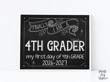 First Day Of Fourth Grade Sign, 4th Grade Sign, School Sign, Chalkboard, Back To School PRINTABLE