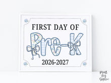 First Day Of Pre-K Sign Modern Grandmillennial Cute Whimsical Elegant School Sign Photo Prop Coquette Floral Watercolor PRINTABLE