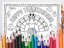 Thanksgiving Placemats For Kids PRINTABLE Coloring Personalized  Template PDF