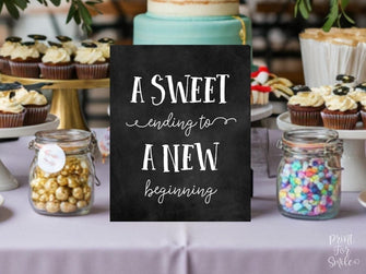 PRINTABLE A Sweet Ending To A New Beginning Sign, Graduation Party Decor, Graduation Sign, Grad Party Decor
