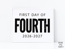 Bold First Day Of Fourth Grade Sign PRINTABLE, 4th Grade Minimalist Boy Back To School Sign, Photo Prop Simple Script, Modern Clean Classic