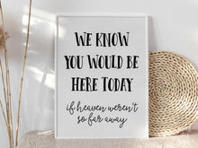PRINTABLE We Know You Would Be Here Today If Heaven Were Not So Far Away Sign Graduation Sign