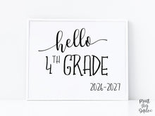 Hello 4th Grade Sign Printable, First Day Of Fourth Grade, Back To School Sign, Clean, Instant Download