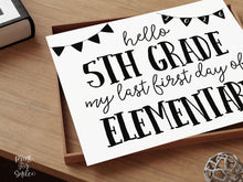 Hello 5th Grade Sign Printable, First Day Of Fifth Grade, Clean Back To School Sign