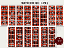Plaid Hot Chocolate Bar Station Christmas Decor PRINTABLE - 56 Labels + 2 Holiday Signs Cocoa Kit