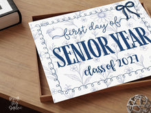 First Day Of Senior Year Sign, Toile PRINTABLE Back To School Sign, Photo Prop, Coquette Bow Class Of 2027, 1st 12th Grade, Instant Download