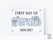 First Day Of Eighth Grade Sign 8th Modern Grandmillennial Whimsical Elegant School Sign Photo Prop Coquette Floral Watercolor PRINTABLE