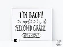 First Day of 2nd Grade Sign Printable, Back to School Sign, Clean + Chalkboard 1st Day Second Grade Poster for Boy or Girl