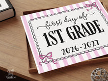 Pink First Day Of 1st Grade Sign Coquette PRINTABLE, First Grade Girl Back To School Sign, 1st Day Photo Prop, Instant Download