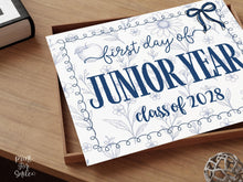 First Day Of Junior Year Sign, Toile PRINTABLE Back To School Sign, Photo Prop, Instant Download, Coquette Girl Bow Class Of 2028 11th Grade