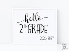 Hello 2nd Grade Sign Printable, First Day Of Second Grade, Back To School Sign, Clean, Instant Download