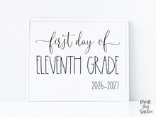 First Day Of 11th Grade Sign Eleventh PRINTABLE Back To School Sign Photo Prop