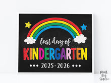 Last Day of Kindergarten Sign Printable, Colorful Rainbow Chalkboard Photo Prop, End of School 2025-2026, Instant Download
