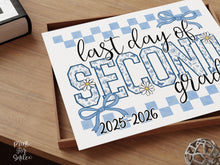 Last Day of 2nd Grade Sign Toile Printable | End of School Year 2026 Photo Prop | Gingham Floral School Sign
