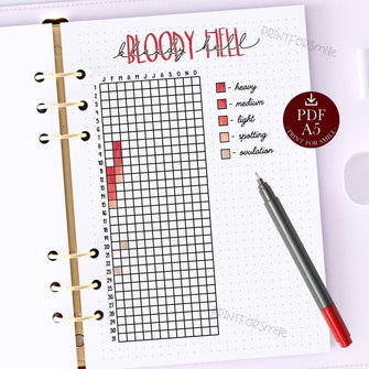 Period Tracker Yearly Printable A5 Planner Inserts Monthly Cycle