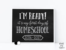 First Day of Homeschool Sign Printable, Back to School Sign, Clean + Chalkboard 1st Day Homeschool Poster for Boy or Girl