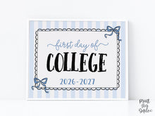 First Day Of College Sign Coquette PRINTABLE Back To School Sign, Photo Prop, Instant Download, Cute Bow, Whimsical, Elegant Sign Lace
