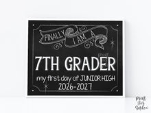 First Day Of 7th Grade Junior High Sign, Seventh Grade Sign PRINTABLE Back To School Chalkboard