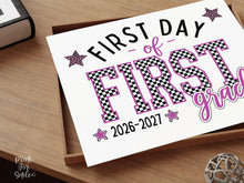 First Day of 1st Grade Sign Printable, Trendy Checkered Leopard Preppy Poster, First Grade 1st Day Back To School Sign, Instant Download