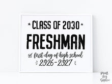 4 First Day Of Freshman Year Sign BUNDLE, High School Signs, Class Of 2030, 9th Grade Sign, PRINTABLE Photo Prop Modern