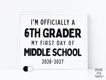 First Day of 6th Grade Sign Printable, My First Day of Middle School Sign, Simple + Chalkboard 1st Day Sixth Grade Clean Board Poster