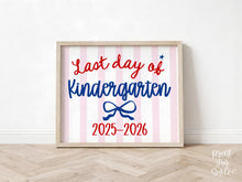 Patriotic Last Day of Kindergarten Sign, Striped Printable, End of School Year Photo Prop, Girl School Sign, Instant Download 2026