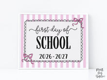 Pink First Day Of School Sign Coquette PRINTABLE, Girl Back To School Sign, 1st Day Photo Prop, Instant Download, Cute Bow