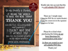 Graduation Thank You Sign PRINTABLE Party Decorations Personalizable DIY