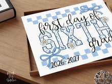 First Day Of 6th Grade Sign Toile PRINTABLE, Sixth Grade Sign, Gingham School Sign, Photo Prop, Daisy Cute Elegant Coquette Whimsical
