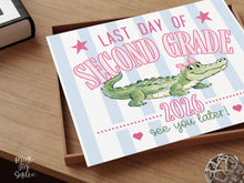 Striped Last Day Of 2nd Grade Sign 2026, Second Grade School Sign Printable, Blue Pink Later Gator Photo Prop