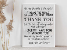 Graduation Thank You Sign Guests PRINTABLE