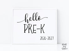 Hello Pre K Sign, First Day Of Pre K, Back To School Sign, Clean, Instant Download