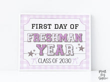 First Day Of Freshman Year Sign Glitter, PRINTABLE Back To School Sign Whimsical Bold Modern Elegant Girl Photo Prop Class Of 2030