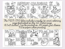Coloring Christmas Advent Calendar PRINTABLE Page Countdown