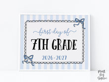First Day Of 7th Grade Sign Coquette PRINTABLE, Seventh Grade Back To School Sign, Photo Prop, Instant Download, Elegant Whimsical Lace