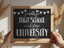 Last Day of High School Sign, Next Stop University Printable, 12th Grade Graduation Photo Prop, Chalkboard Instant Download 2025-2026