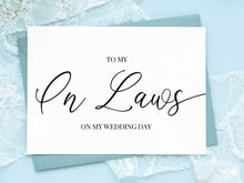 To My In Laws On My Wedding Day Card PRINTABLE