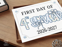 First Day Of Fourth Grade Sign 4th Modern Grandmillennial Cute Whimsical Elegant School Sign Photo Prop Coquette Floral Watercolor PRINTABLE