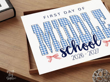 Gingham First Day Of Middle School Sign Printable, 1st Day Girl Photo Prop, Blue Back To School Sign, Instant Download