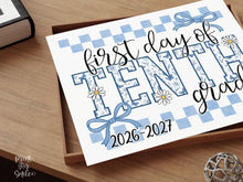 First Day Of 10th Grade Sign Toile PRINTABLE, Tenth Grade Sign, Gingham School Sign, Photo Prop, Daisy Cute Elegant Coquette Whimsical